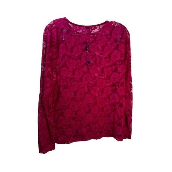 Women's Long Sleeve Floral Lace See Through Top Size 2X - Picture 2 of 4